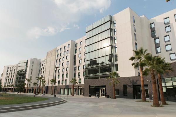 Exterior of new building with shiny windows